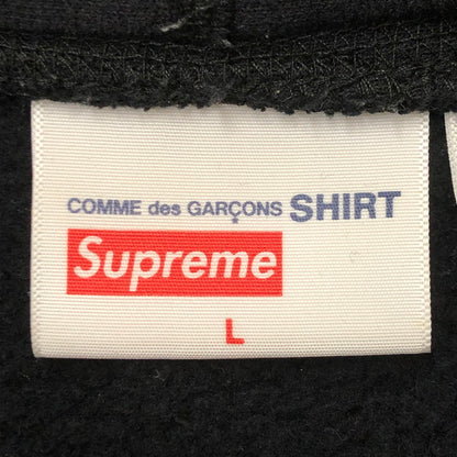 【中古品】【メンズ】 Supreme シュプリーム × COMME des GARCONS コムデギャルソン 別注 コラボ 17SS BOX LOGO HOODED SWEATSHIRT ボックスロゴ フーデッドスウェットシャツ トップス プルオーバーパーカー 149-250731-kk-06-tei サイズ：L カラー：ブラック 万代Net店