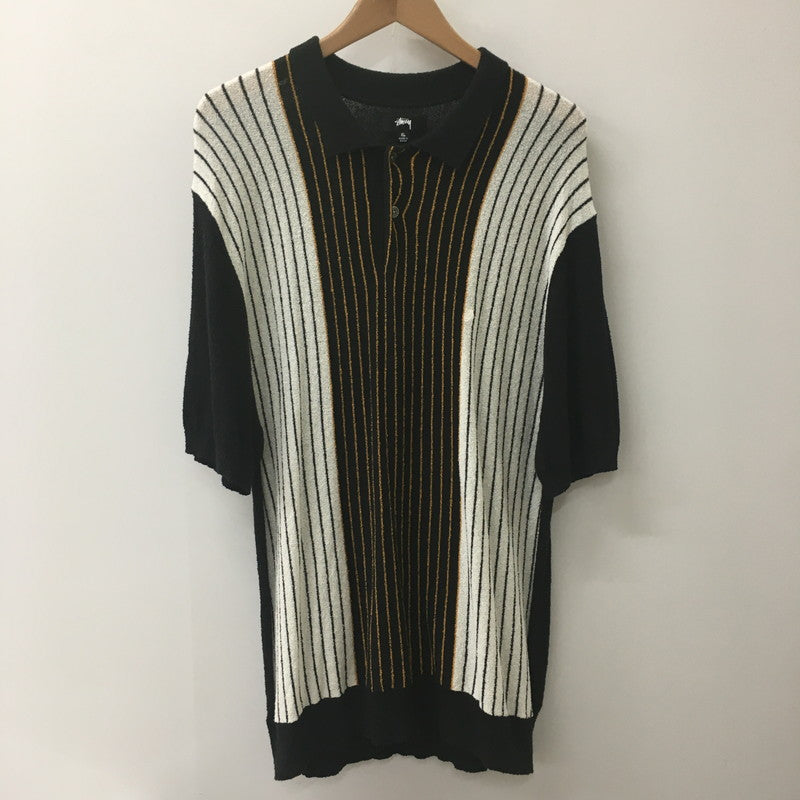 【中古品】【メンズ】 STUSSY ステューシー TEXTURED SS POLO SWEATER 117167 テクスチャード ショートスリーブ ポロ セーター トップス 半袖 ポロシャツ 142-250612-KS-05-fuz サイズ：XL カラー：ブラックストライプ 万代Net店