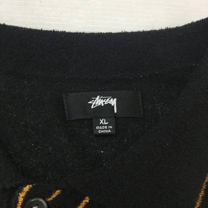 【中古品】【メンズ】 STUSSY ステューシー TEXTURED SS POLO SWEATER 117167 テクスチャード ショートスリーブ ポロ セーター トップス 半袖 ポロシャツ 142-250612-KS-05-fuz サイズ：XL カラー：ブラックストライプ 万代Net店