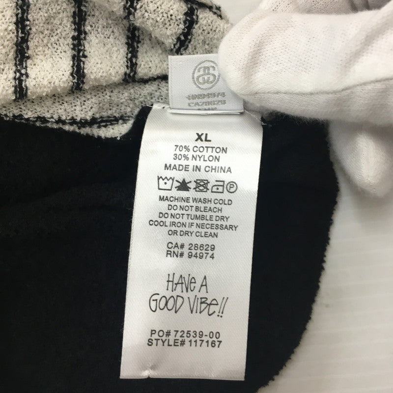 【中古品】【メンズ】 STUSSY ステューシー TEXTURED SS POLO SWEATER 117167 テクスチャード ショートスリーブ ポロ セーター トップス 半袖 ポロシャツ 142-250612-KS-05-fuz サイズ：XL カラー：ブラックストライプ 万代Net店