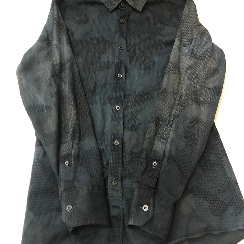 【中古品】【メンズ】 GUCCI グッチ COTTON L/S SHIRT 189474 Z3219 コットン ロングスリーブ シャツ 長袖 トップス カモ柄 141-250616-KS-03-tei サイズ：28 カラー：ネイビー 万代Net店
