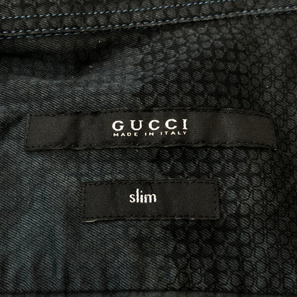 【中古品】【メンズ】 GUCCI グッチ COTTON L/S SHIRT 189474 Z3219 コットン ロングスリーブ シャツ 長袖 トップス カモ柄 141-250616-KS-03-tei サイズ：28 カラー：ネイビー 万代Net店