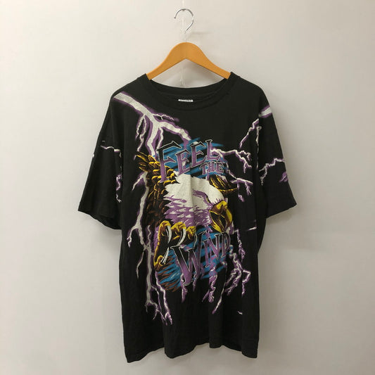 【中古品】【メンズ】 WILD OATS ワイルドオーツ 90's FEEL THE WIND THUNDER T-SHIRT 90年代 フィールザウィンド サンダー Tシャツ 半袖 トップス 145-250618-kk-17-tei サイズ：XL カラー：ブラック 万代Net店