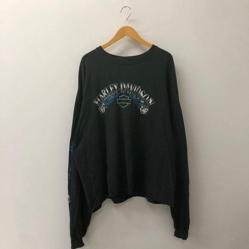 【現状渡し品】【メンズ】 HARLEY DAVIDSON ハーレーダビッドソン 00's BLUE FIRE L/S T-SHIRT 00年代 ブルーファイヤー ロングスリーブ Tシャツ 長袖 トップス 145-250618-kk-18-tei サイズ：3XL カラー：ブラック（色褪せ大） 万代Net店