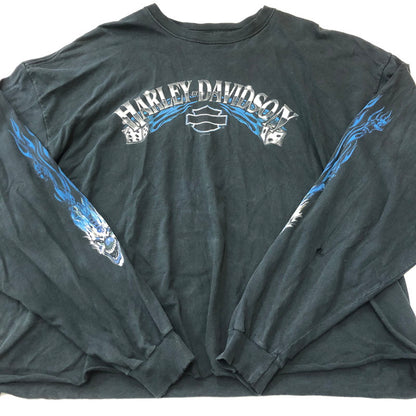 【現状渡し品】【メンズ】 HARLEY DAVIDSON ハーレーダビッドソン 00's BLUE FIRE L/S T-SHIRT 00年代 ブルーファイヤー ロングスリーブ Tシャツ 長袖 トップス 145-250618-kk-18-tei サイズ：3XL カラー：ブラック（色褪せ大） 万代Net店