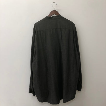 【中古品】【メンズ】 GOLD ゴールド 21AW VAT DYE CHAMBRAY BAND COLLAR L/S SHIRT GL28663 ヴァット ダイ シャンブレー バンドカラー ロングスリーブシャツ 長袖 トップス 145-250618-kk-11-tei サイズ：L カラー：ブラック 万代Net店
