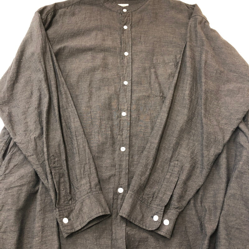 【中古品】【メンズ】 GOLD ゴールド 21AW VAT DYE CHAMBRAY BAND COLLAR L/S SHIRT GL28663 ヴァット ダイ シャンブレー バンドカラー ロングスリーブシャツ 長袖 トップス 145-250618-kk-11-tei サイズ：L カラー：ブラック 万代Net店