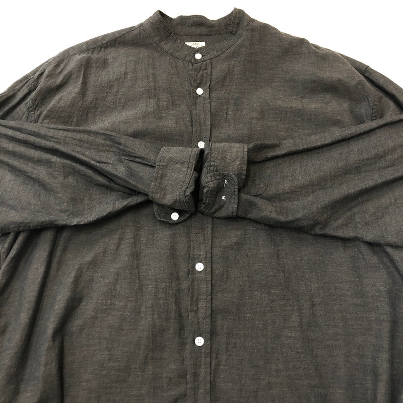 【中古品】【メンズ】 GOLD ゴールド 21AW VAT DYE CHAMBRAY BAND COLLAR L/S SHIRT GL28663 ヴァット ダイ シャンブレー バンドカラー ロングスリーブシャツ 長袖 トップス 145-250618-kk-11-tei サイズ：L カラー：ブラック 万代Net店
