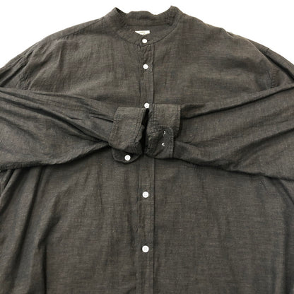 【中古品】【メンズ】 GOLD ゴールド 21AW VAT DYE CHAMBRAY BAND COLLAR L/S SHIRT GL28663 ヴァット ダイ シャンブレー バンドカラー ロングスリーブシャツ 長袖 トップス 145-250618-kk-11-tei サイズ：L カラー：ブラック 万代Net店
