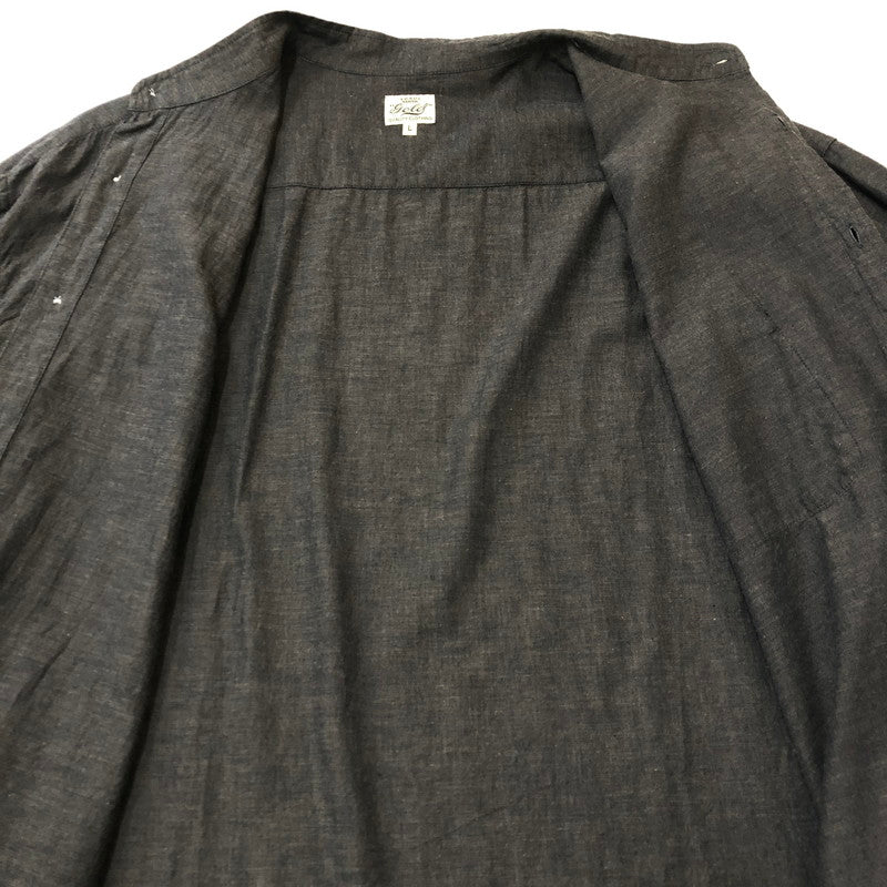 【中古品】【メンズ】 GOLD ゴールド 21AW VAT DYE CHAMBRAY BAND COLLAR L/S SHIRT GL28663 ヴァット ダイ シャンブレー バンドカラー ロングスリーブシャツ 長袖 トップス 145-250618-kk-11-tei サイズ：L カラー：ブラック 万代Net店