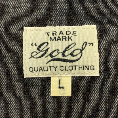 【中古品】【メンズ】 GOLD ゴールド 21AW VAT DYE CHAMBRAY BAND COLLAR L/S SHIRT GL28663 ヴァット ダイ シャンブレー バンドカラー ロングスリーブシャツ 長袖 トップス 145-250618-kk-11-tei サイズ：L カラー：ブラック 万代Net店
