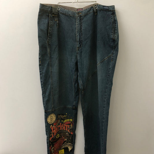 【中古品】【メンズ】 PLATINUM FUBU プラチナムフブ × HARLEM GLOBETROTTERS ハーレム グローブトロッターズ 別注 コラボ BAGGY DENIM PANTS バギー デニム パンツ ボトムス 158-250621-yo-30-tei サイズ：W48 L34 カラー：インディゴ 万代Net店