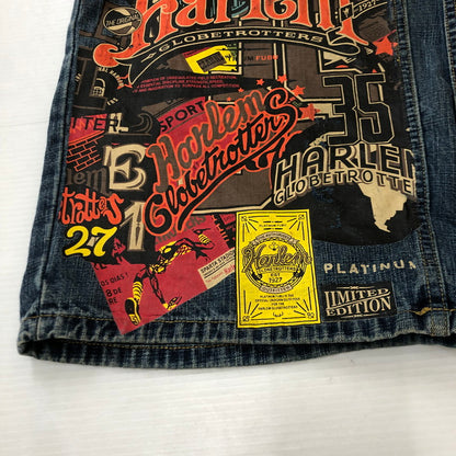 【中古品】【メンズ】 PLATINUM FUBU プラチナムフブ × HARLEM GLOBETROTTERS ハーレム グローブトロッターズ 別注 コラボ BAGGY DENIM PANTS バギー デニム パンツ ボトムス 158-250621-yo-30-tei サイズ：W48 L34 カラー：インディゴ 万代Net店