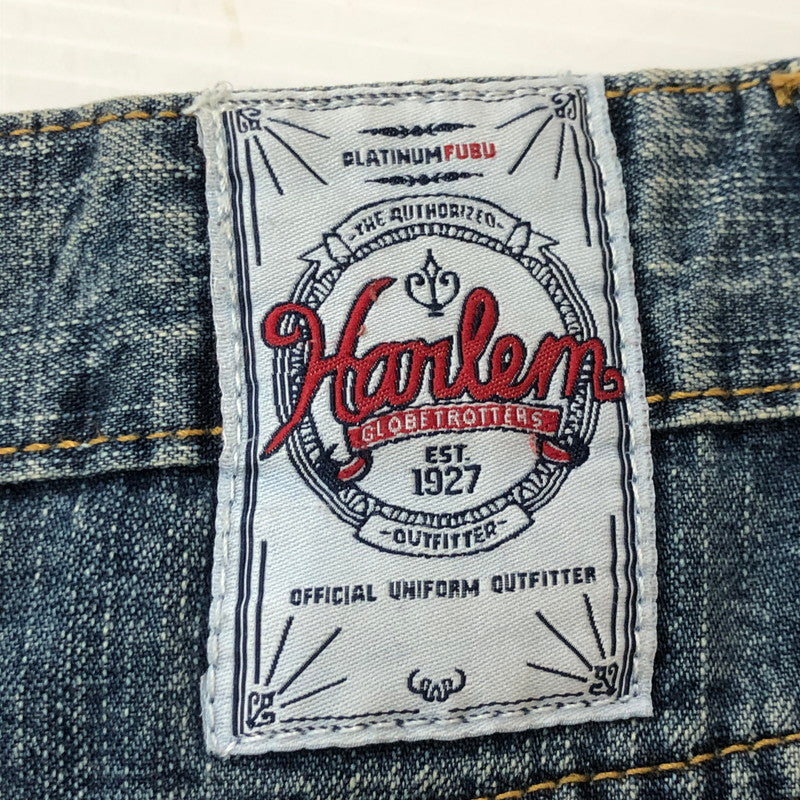 【中古品】【メンズ】 PLATINUM FUBU プラチナムフブ × HARLEM GLOBETROTTERS ハーレム グローブトロッターズ 別注 コラボ BAGGY DENIM PANTS バギー デニム パンツ ボトムス 158-250621-yo-30-tei サイズ：W48 L34 カラー：インディゴ 万代Net店