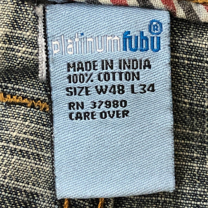 【中古品】【メンズ】 PLATINUM FUBU プラチナムフブ × HARLEM GLOBETROTTERS ハーレム グローブトロッターズ 別注 コラボ BAGGY DENIM PANTS バギー デニム パンツ ボトムス 158-250621-yo-30-tei サイズ：W48 L34 カラー：インディゴ 万代Net店