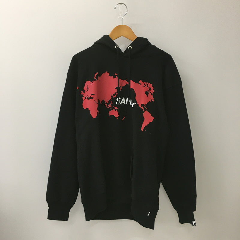 【中古美品】【メンズ】 SAPEur サプール WORLD MAP HOODIE A0022-223 ワールドマップフーディー トップス プルオーバーパーカー 142-250628-kk-07-fuz サイズ：L カラー：ブラック 万代Net店
