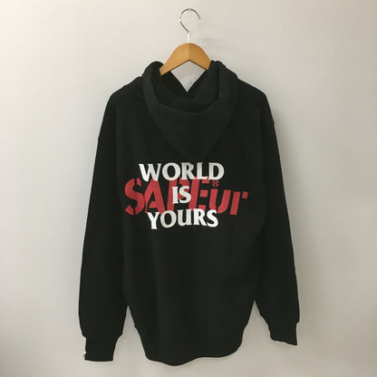 【中古美品】【メンズ】 SAPEur サプール WORLD MAP HOODIE A0022-223 ワールドマップフーディー トップス プルオーバーパーカー 142-250628-kk-07-fuz サイズ：L カラー：ブラック 万代Net店