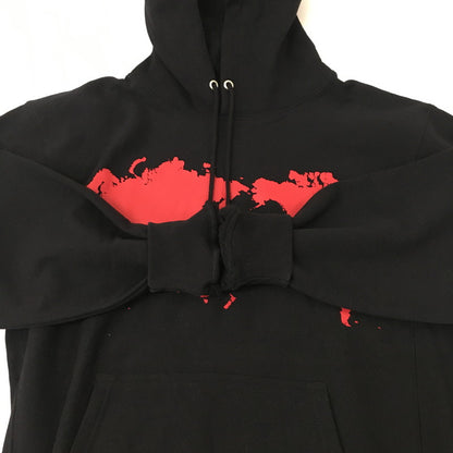 【中古美品】【メンズ】 SAPEur サプール WORLD MAP HOODIE A0022-223 ワールドマップフーディー トップス プルオーバーパーカー 142-250628-kk-07-fuz サイズ：L カラー：ブラック 万代Net店