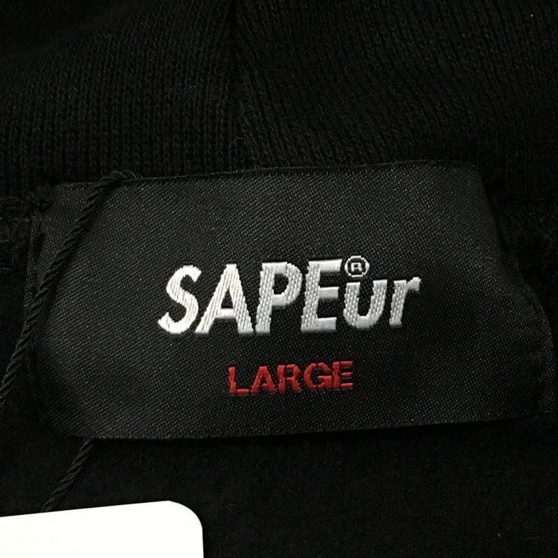 【中古美品】【メンズ】 SAPEur サプール WORLD MAP HOODIE A0022-223 ワールドマップフーディー トップス プルオーバーパーカー 142-250628-kk-07-fuz サイズ：L カラー：ブラック 万代Net店