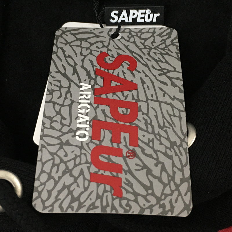 【中古美品】【メンズ】 SAPEur サプール WORLD MAP HOODIE A0022-223 ワールドマップフーディー トップス プルオーバーパーカー 142-250628-kk-07-fuz サイズ：L カラー：ブラック 万代Net店