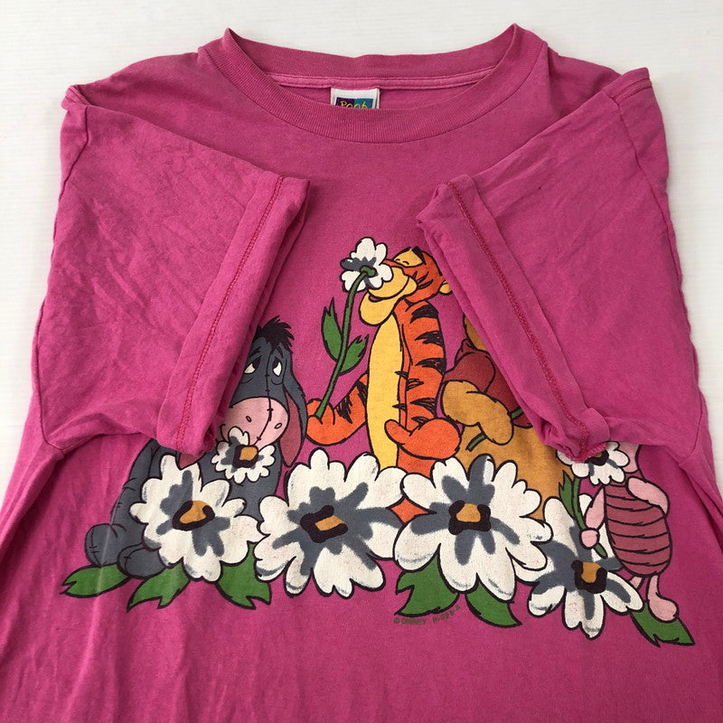 【中古品】【メンズ】 DISNEY ディズニー 90's POOH FRIENDS PRINT TEE 90年代 プー フレンド プリント Tシャツ 半袖 トップス 145-250629-kk-10-tei サイズ：L カラー：ピンク 万代Net店