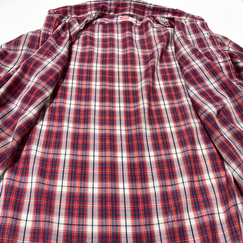 【中古品】【メンズ】 LEVI’S リーバイス 70's LS CHECK SHIRT VINTAGE 70年代 ロングスリーブ チェック シャツ 長袖 トップス ヴィンテージ 145-260828-yo-10-teih サイズ：XL カラー：レッド 万代Net店