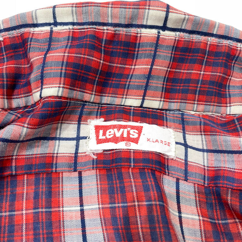 【中古品】【メンズ】 LEVI’S リーバイス 70's LS CHECK SHIRT VINTAGE 70年代 ロングスリーブ チェック シャツ 長袖 トップス ヴィンテージ 145-260828-yo-10-teih サイズ：XL カラー：レッド 万代Net店