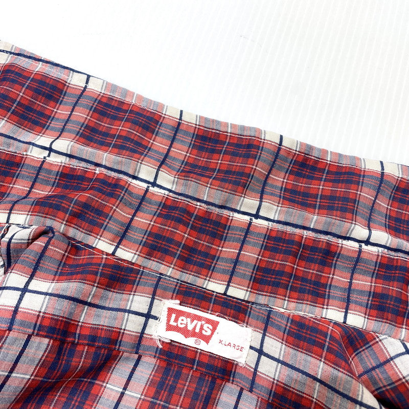 【中古品】【メンズ】 LEVI’S リーバイス 70's LS CHECK SHIRT VINTAGE 70年代 ロングスリーブ チェック シャツ 長袖 トップス ヴィンテージ 145-260828-yo-10-teih サイズ：XL カラー：レッド 万代Net店