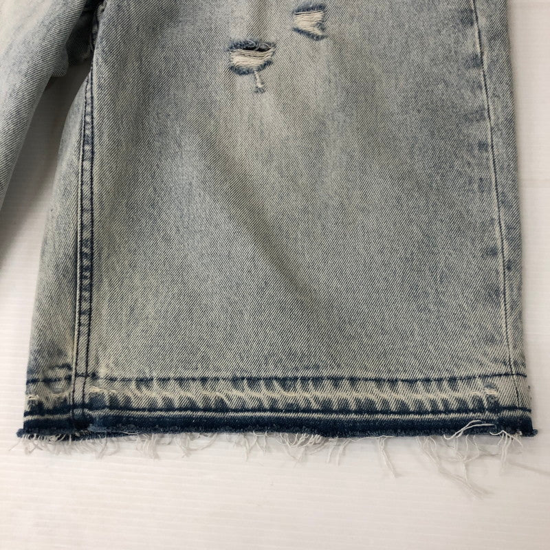 【中古品】【メンズ】 A BATHING APE アベイシングエイプ DESTROYED STA RELAXED FIT 13OZ DENIM SHORTS 001DSL301304M デストロイド スタ リラックスド フィット 13オンス デニムショーツ ボトムス ハーフパンツ ショートパンツ 158-250629-kk-30-tei サイズ：M カラー：ライトインディゴ 万代Net店