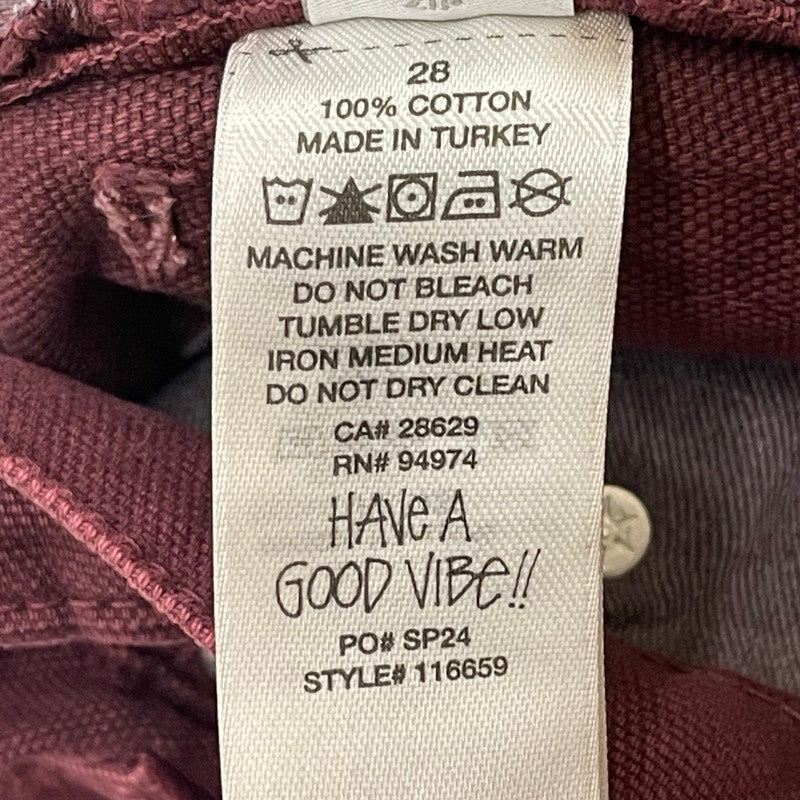 【中古品】【メンズ/レディース】 STUSSY ステューシー CLASSIC JEAN WASHED CANVAS 116659 ウオッシュドキャンバスコットン ストレートレッグジーン ボトムス デニムパンツ 153-250701-kk-19-tei サイズ：28 カラー：WINE 万代Net店