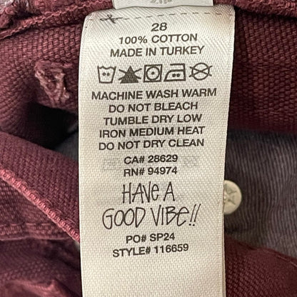 【中古品】【メンズ/レディース】 STUSSY ステューシー CLASSIC JEAN WASHED CANVAS 116659 ウオッシュドキャンバスコットン ストレートレッグジーン ボトムス デニムパンツ 153-250701-kk-19-tei サイズ：28 カラー：WINE 万代Net店