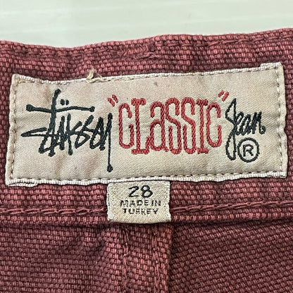 【中古品】【メンズ/レディース】 STUSSY ステューシー CLASSIC JEAN WASHED CANVAS 116659 ウオッシュドキャンバスコットン ストレートレッグジーン ボトムス デニムパンツ 153-250701-kk-19-tei サイズ：28 カラー：WINE 万代Net店