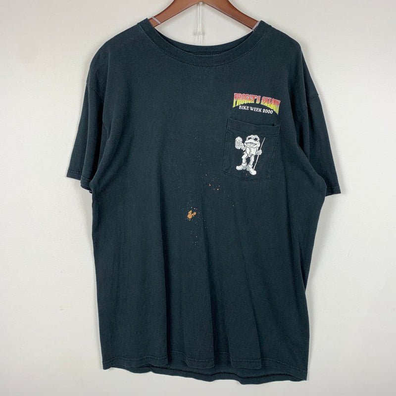 【中古品】【メンズ】 ANVIL アンビル 00’s FROGGY'S SALOON BIKE WEEK TEE 2000年代 フロッギーズ・サルーン バイクウィーク Tシャツ 半袖 トップス USA製 145-260806-yo-03-tei サイズ：XL カラー：ブラック 万代Net店