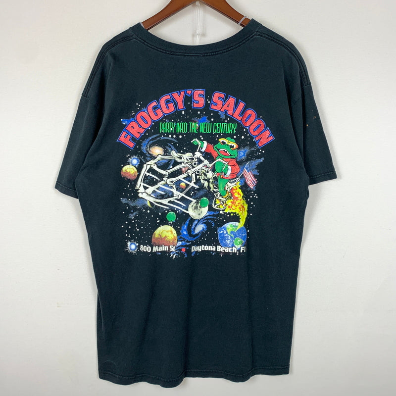 【中古品】【メンズ】 ANVIL アンビル 00’s FROGGY'S SALOON BIKE WEEK TEE 2000年代 フロッギーズ・サルーン バイクウィーク Tシャツ 半袖 トップス USA製 145-260806-yo-03-tei サイズ：XL カラー：ブラック 万代Net店