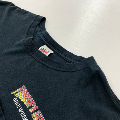【中古品】【メンズ】 ANVIL アンビル 00’s FROGGY'S SALOON BIKE WEEK TEE 2000年代 フロッギーズ・サルーン バイクウィーク Tシャツ 半袖 トップス USA製 145-260806-yo-03-tei サイズ：XL カラー：ブラック 万代Net店