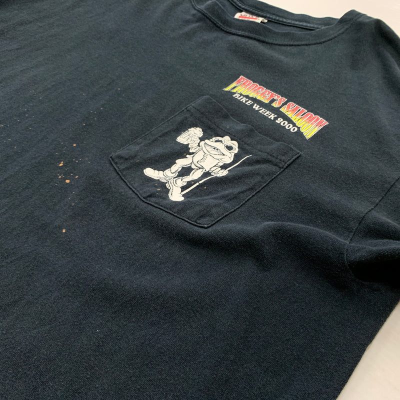 【中古品】【メンズ】 ANVIL アンビル 00’s FROGGY'S SALOON BIKE WEEK TEE 2000年代 フロッギーズ・サルーン バイクウィーク Tシャツ 半袖 トップス USA製 145-260806-yo-03-tei サイズ：XL カラー：ブラック 万代Net店