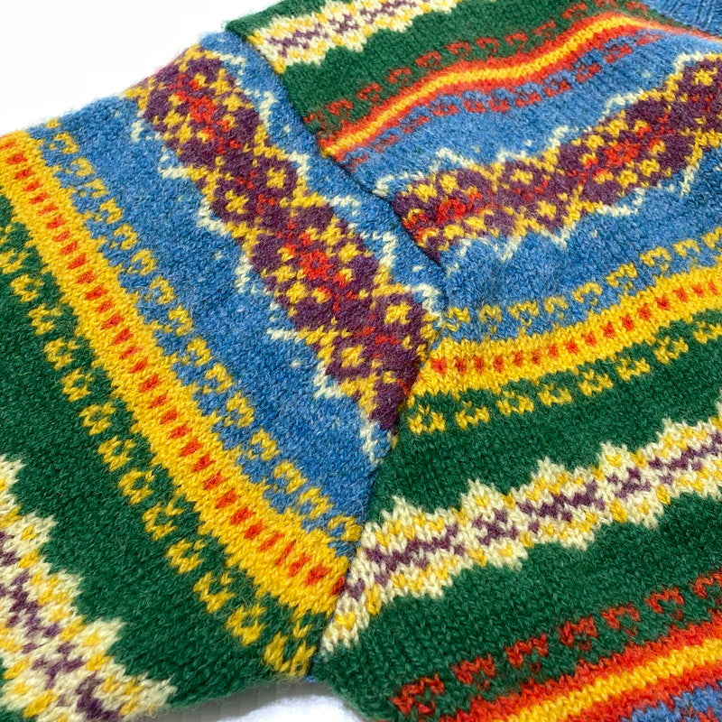【中古品】【メンズ】 SHETLAND ISLANDS シェトランドアイランド FULLY FASHIONED IN THE SCOTLAND WOOL KNIT フル ファッションド イン ザ スコットランド ウール ニット 長袖 トップス 145-260805-sa-08-tei サイズ：L カラー：総柄 万代Net店