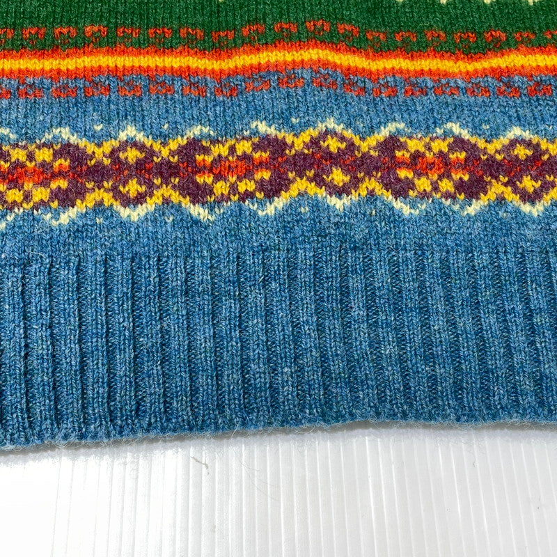 【中古品】【メンズ】 SHETLAND ISLANDS シェトランドアイランド FULLY FASHIONED IN THE SCOTLAND WOOL KNIT フル ファッションド イン ザ スコットランド ウール ニット 長袖 トップス 145-260805-sa-08-tei サイズ：L カラー：総柄 万代Net店
