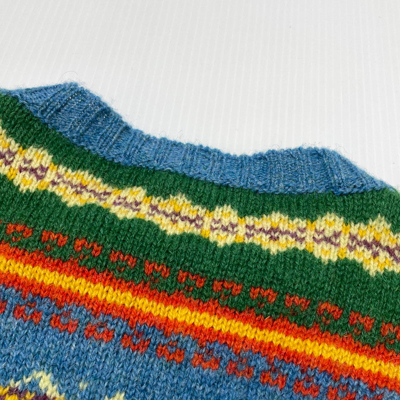 【中古品】【メンズ】 SHETLAND ISLANDS シェトランドアイランド FULLY FASHIONED IN THE SCOTLAND WOOL KNIT フル ファッションド イン ザ スコットランド ウール ニット 長袖 トップス 145-260805-sa-08-tei サイズ：L カラー：総柄 万代Net店