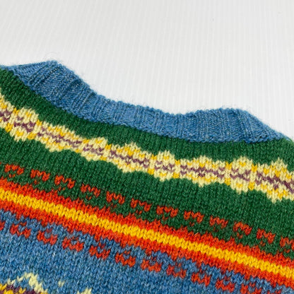 【中古品】【メンズ】 SHETLAND ISLANDS シェトランドアイランド FULLY FASHIONED IN THE SCOTLAND WOOL KNIT フル ファッションド イン ザ スコットランド ウール ニット 長袖 トップス 145-260805-sa-08-tei サイズ：L カラー：総柄 万代Net店