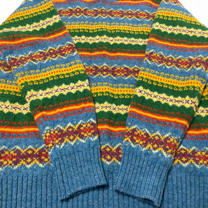 【中古品】【メンズ】 SHETLAND ISLANDS シェトランドアイランド FULLY FASHIONED IN THE SCOTLAND WOOL KNIT フル ファッションド イン ザ スコットランド ウール ニット 長袖 トップス 145-260805-sa-08-tei サイズ：L カラー：総柄 万代Net店
