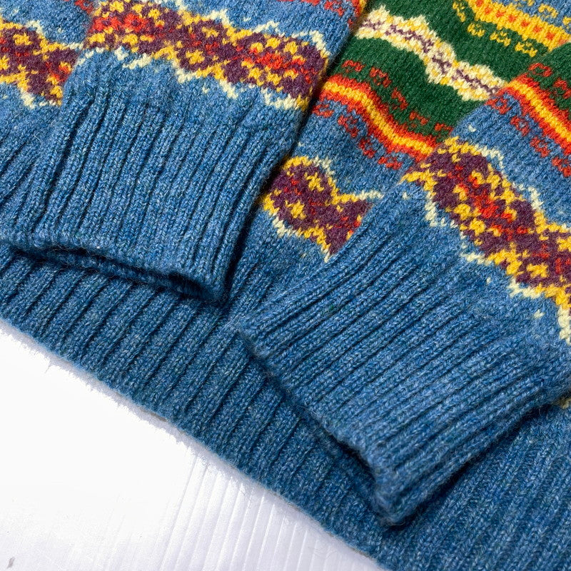 【中古品】【メンズ】 SHETLAND ISLANDS シェトランドアイランド FULLY FASHIONED IN THE SCOTLAND WOOL KNIT フル ファッションド イン ザ スコットランド ウール ニット 長袖 トップス 145-260805-sa-08-tei サイズ：L カラー：総柄 万代Net店