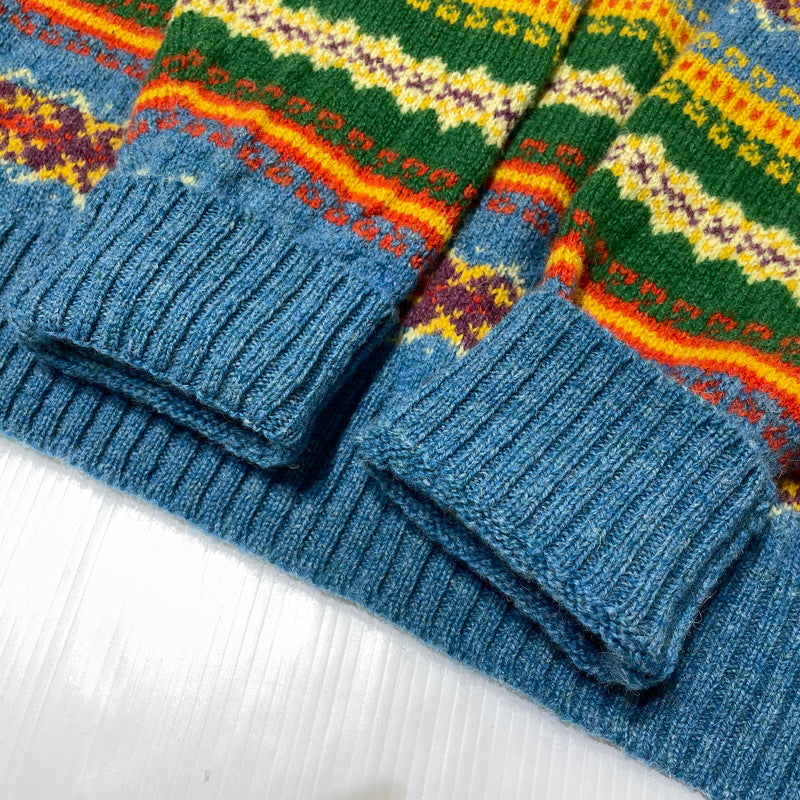 【中古品】【メンズ】 SHETLAND ISLANDS シェトランドアイランド FULLY FASHIONED IN THE SCOTLAND WOOL KNIT フル ファッションド イン ザ スコットランド ウール ニット 長袖 トップス 145-260805-sa-08-tei サイズ：L カラー：総柄 万代Net店