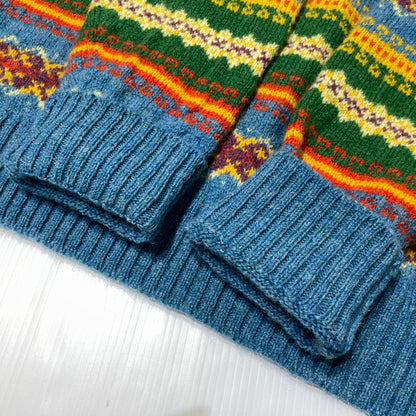 【中古品】【メンズ】 SHETLAND ISLANDS シェトランドアイランド FULLY FASHIONED IN THE SCOTLAND WOOL KNIT フル ファッションド イン ザ スコットランド ウール ニット 長袖 トップス 145-260805-sa-08-tei サイズ：L カラー：総柄 万代Net店