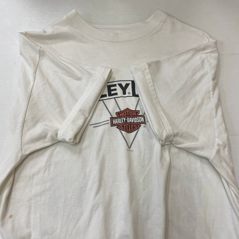 【中古品】【メンズ】 HARLEY DAVIDSON ハーレーダビッドソン 90's MILWAUKEE WISCONSIN S/S PRINT TEE 90年代 ミルウォーキー ウィスコンシン州 ショートスリーブ プリント Tシャツ 半袖 トップス 145-250701-kk-11-tei サイズ：サイズタグ欠損 下記参照 カラー：ホワイト 万代Net店