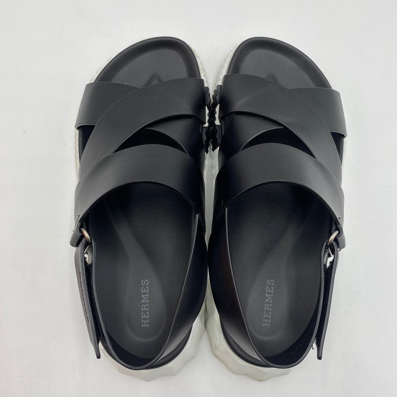 【中古品】【メンズ】 HERMES エルメス 22AW エレクトリック レザー バックストラップ サンダル RS222860ZH4102302 靴 183-250630-KS-02-tei サイズ：41 カラー：ブラック 万代Net店