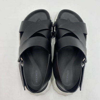 【中古品】【メンズ】 HERMES エルメス 22AW エレクトリック レザー バックストラップ サンダル RS222860ZH4102302 靴 183-250630-KS-02-tei サイズ：41 カラー：ブラック 万代Net店