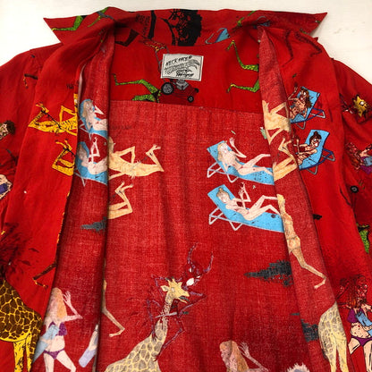 【中古品】【メンズ】 WACKO MARIA ワコマリア × NECKFACE ネックフェイス 別注 コラボ 20SS S/S HAWAIIAN SHIRT (NECKFACE-WM-HI08) ショートスリーブ ハワイアンシャツ 半袖 トップス アロハシャツ 140-250702-kk-02-tei サイズ：M カラー：レッド 万代Net店