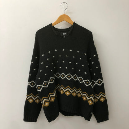 【中古品】【メンズ】 ステューシー ROLL NECK FAIRISLE SWEATER 117251 ロール ネック フェアアイル セーター トップス ニット 142-250704-KS-09-teih サイズ：M カラー：ブラック 万代Net店