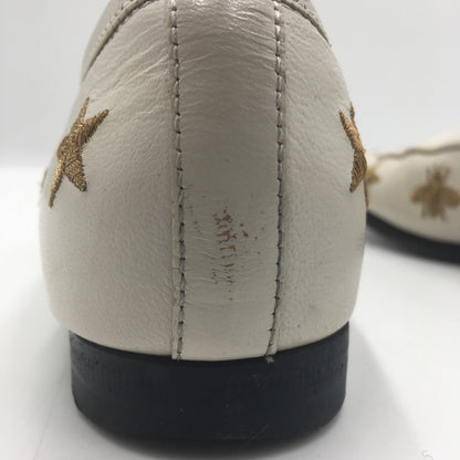 【中古品】【レディース】 GUCCI グッチ ヨルダーン エンブロイダリー ローファー 505281 靴 刺繍 183-250702-KS-02-tei サイズ：34 1/2 カラー：ホワイト 万代Net店